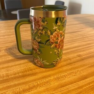 Manna Kadar Floral Green and Gold Travel Mug